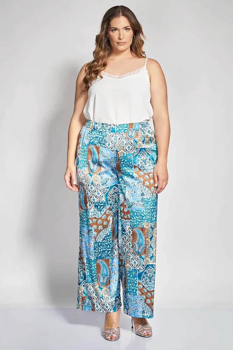 Parabita γυναικεία παντελόνα με paisley print - 012610200500 Πετρόλ