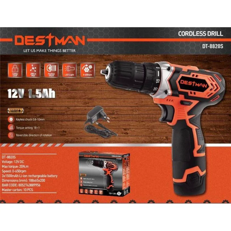Destman DT-8820S Κρουστικό Δραπανοκατσάβιδο Μπαταρίας 1x1.5Ah