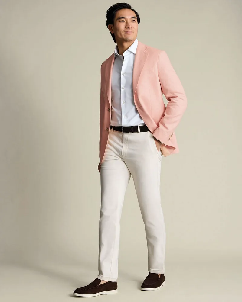 Charles Tyrwhitt Ανδρικό Σακάκι Slim Fit Λινό Βαμβακερό