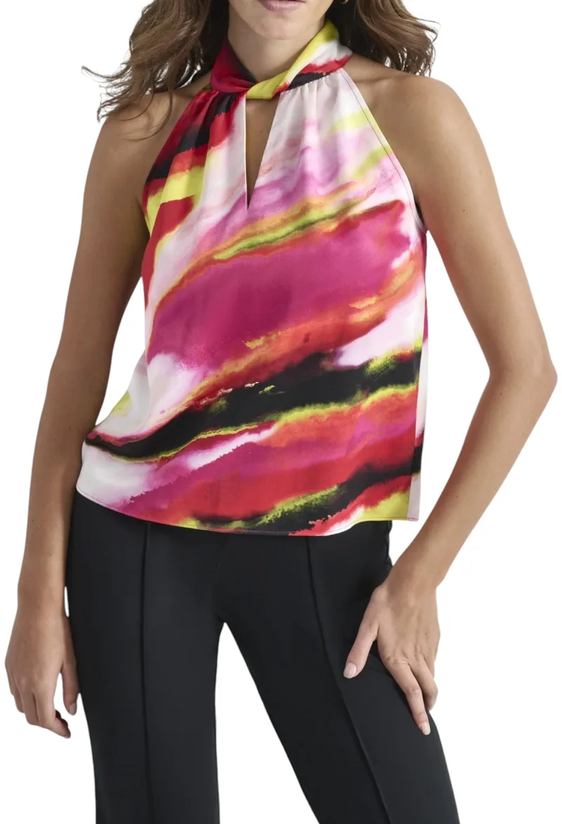 Μπλούζα Αμάνικη DKNY Twisted-Neck Marbled-Print P4JANZ17-JYS Γυναικείο