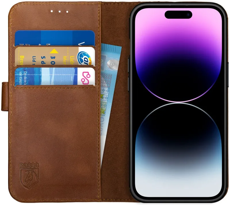 Κόκκινο Deluxe Δερμάτινη Θήκη Πορτοφόλι Apple iPhone 14 Pro - Brown (8719246366697)