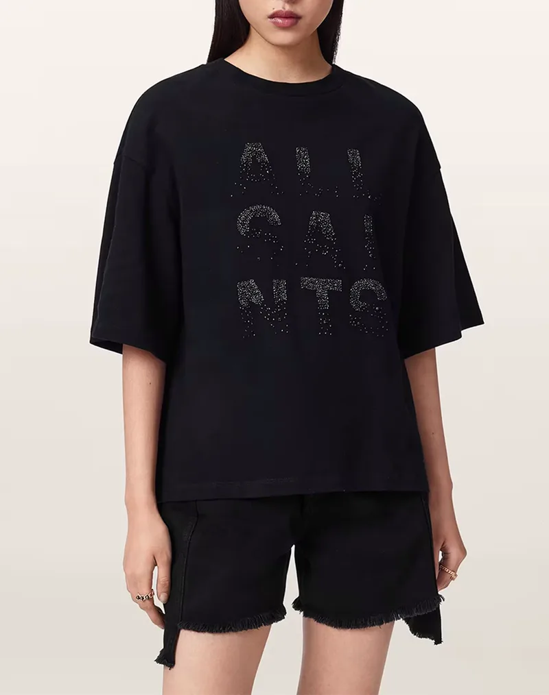 ALL SAINTS STACKS AMELIE TEE W151JE-BLACK Black