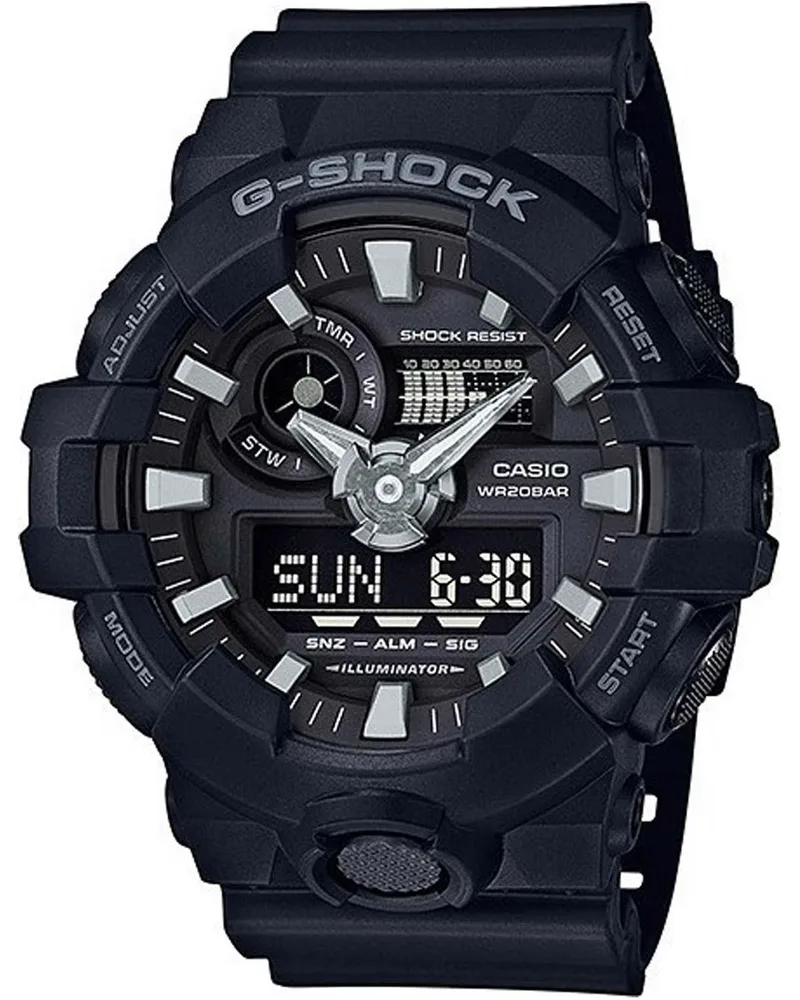 CASIO G-Shock Chronograph - GA-700-1BER Black case with Black Rubber Strap