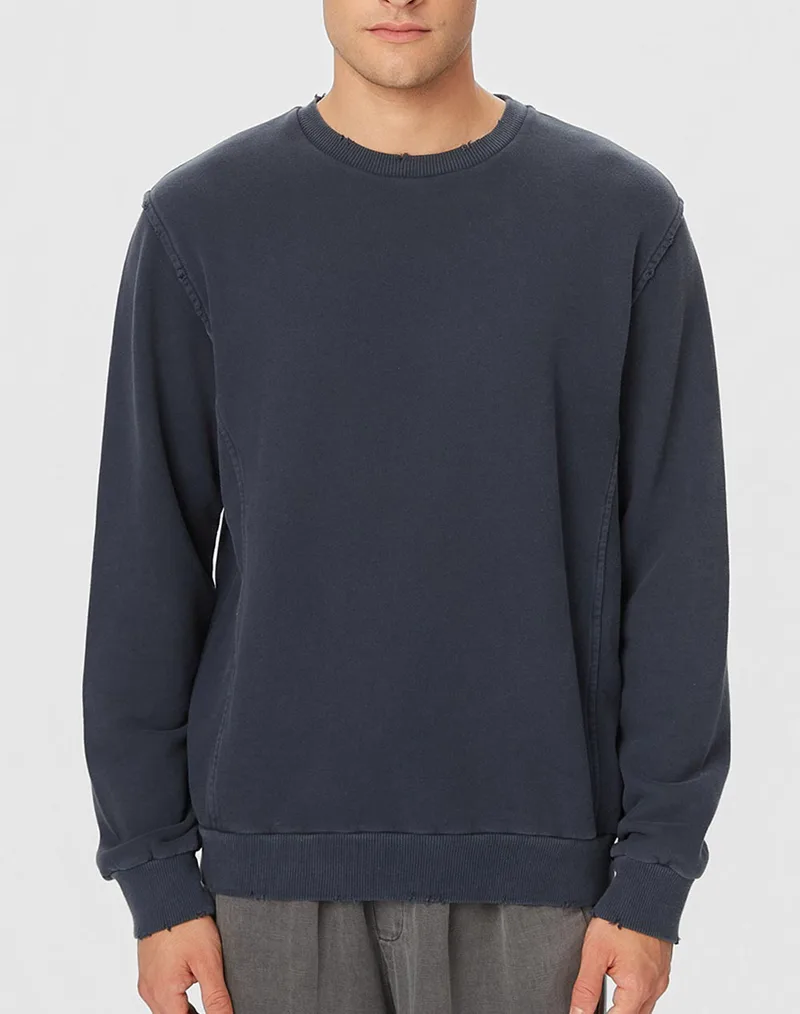 DIRTY LAUNDRY REGULAR CREWNECK WITH DESTROYS DLMC000136-VINTAGE BLUE DarkBlue