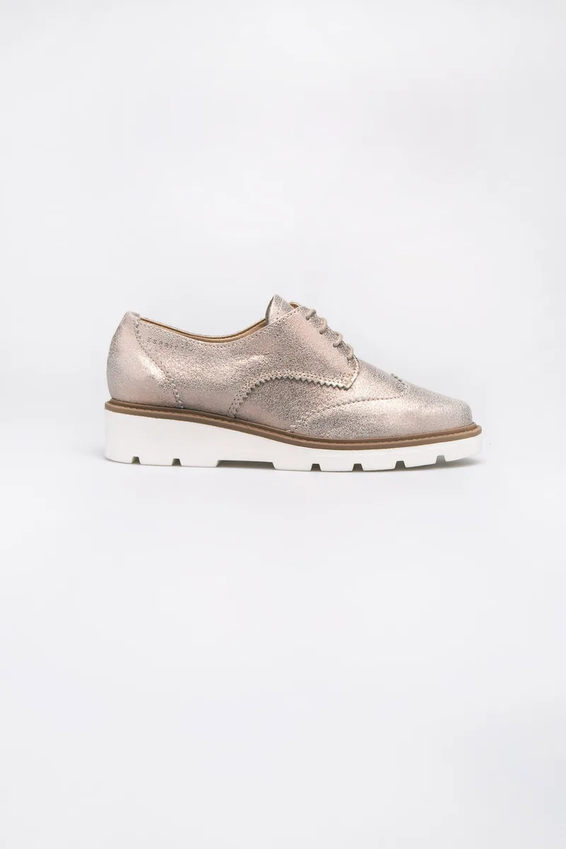 Esprit γυναικεία παπούτσια oxford με κορδόνια - 017EK1W027 Μπρονζέ