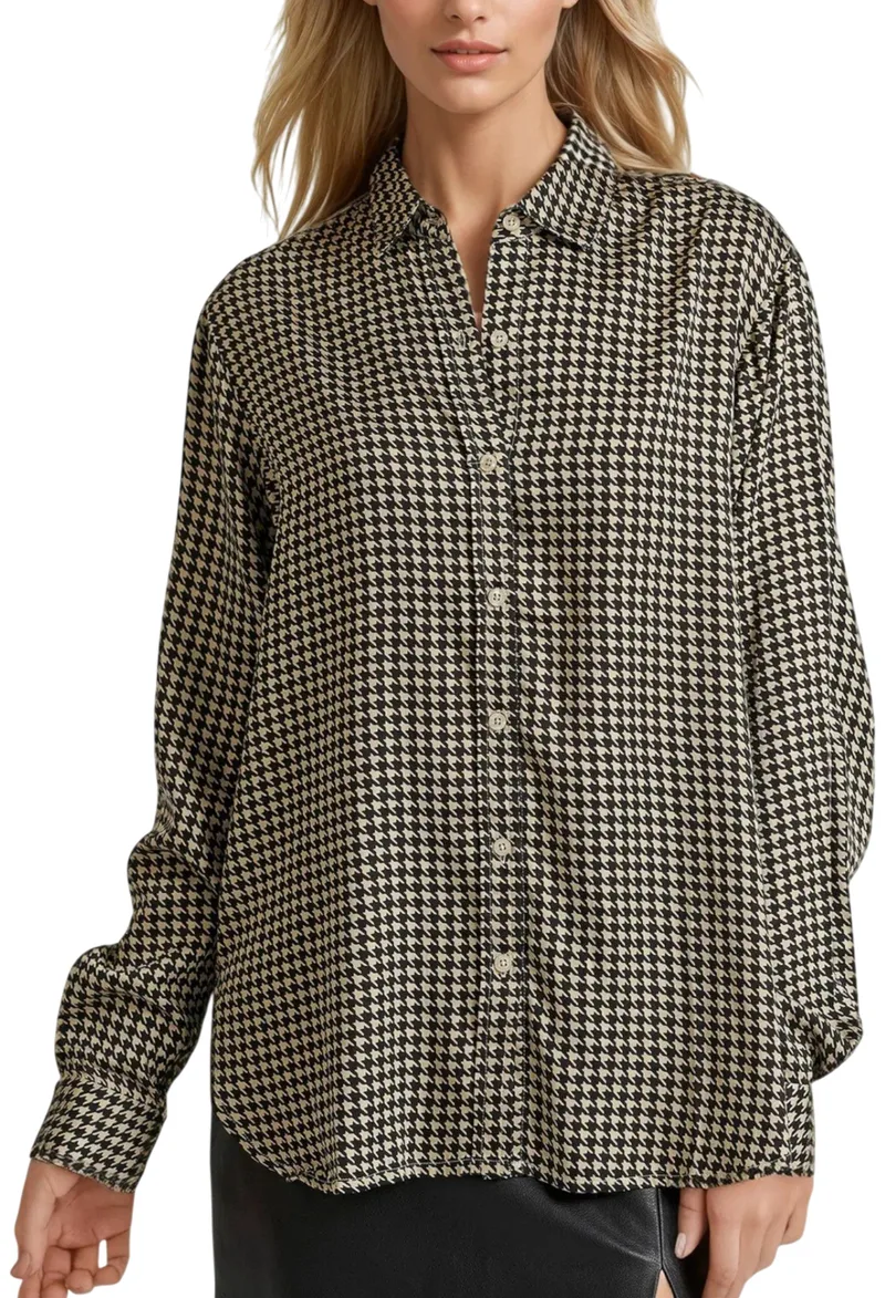 Πουκάμισο Μακρυμάνικο Funky Buddha Loose Fit Καρό FBL010-111-05-CHALK Γυναικείο