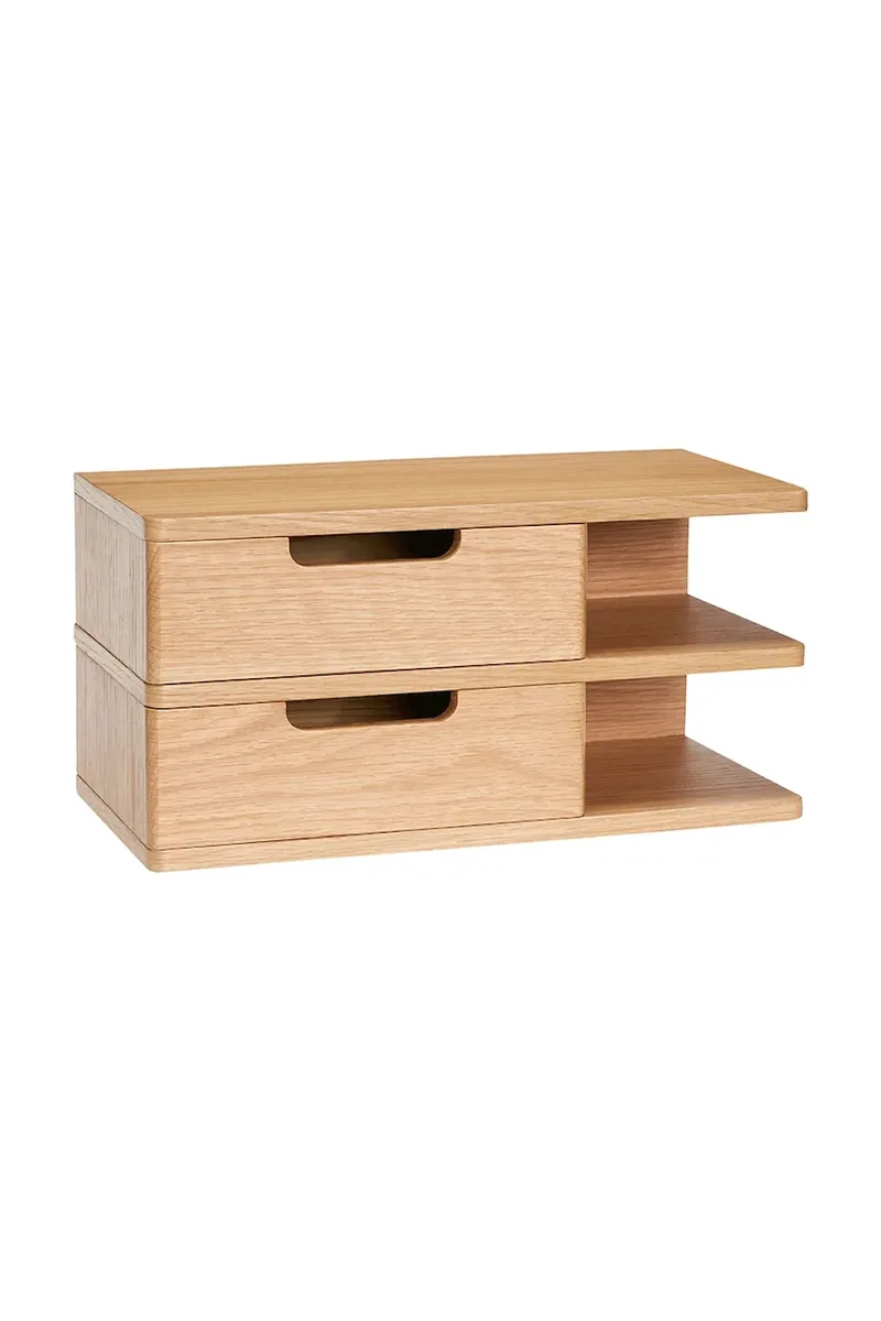 Hübsch ράφι επιτοίχιο από καπλαμά δρυός 40 x 20 x 20 cm