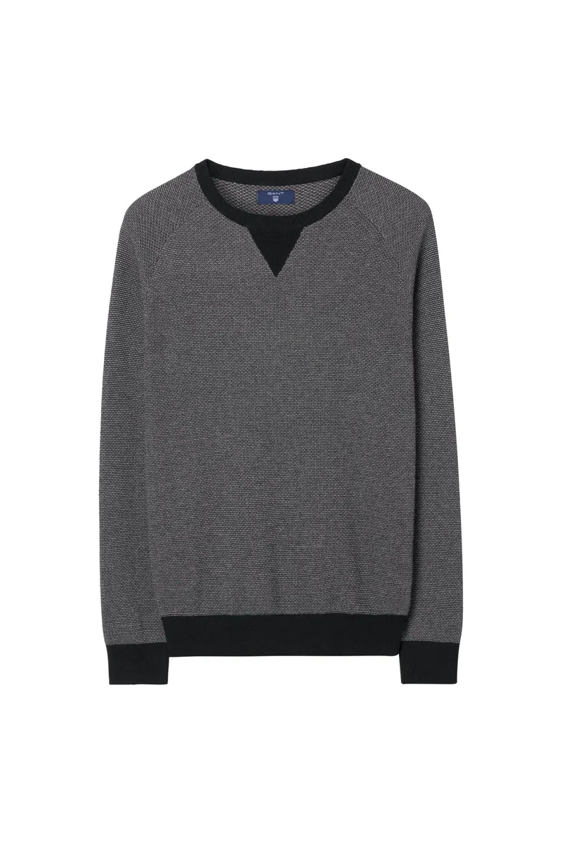 Gant ανδρικό πουλόβερ με contrast τελειώματα - 8010000 Γκρι