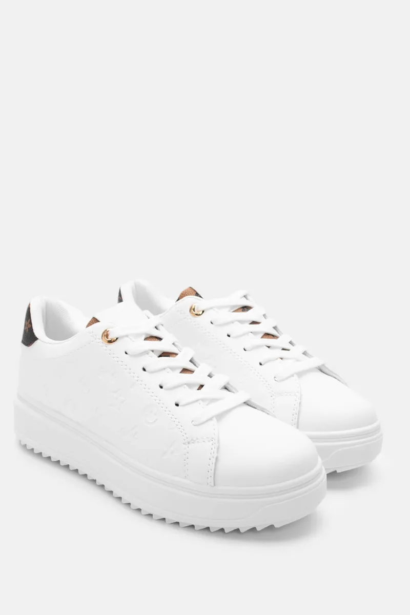 Sneakers Δίσολα σε Συνδυασμό Χρωμάτων - Λευκό