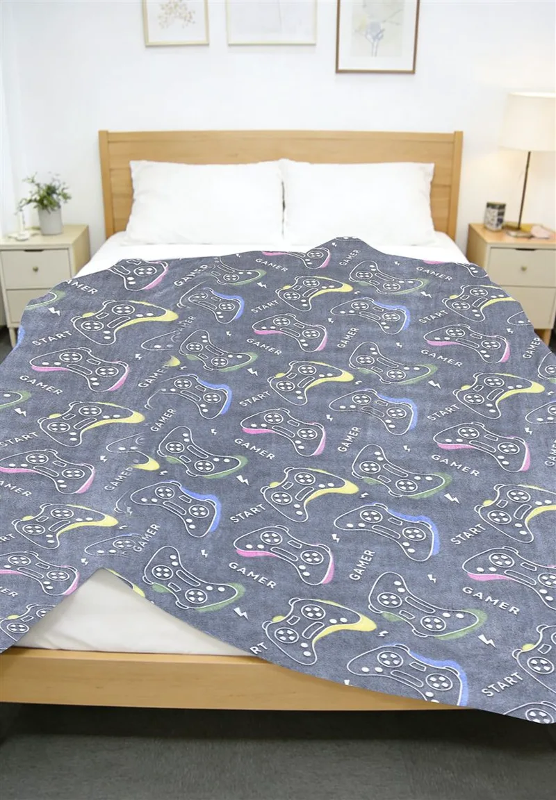Κουβέρτα Fleece φωσφορίζουσα Gamer 175x225 Dark Blue 100% Polyester