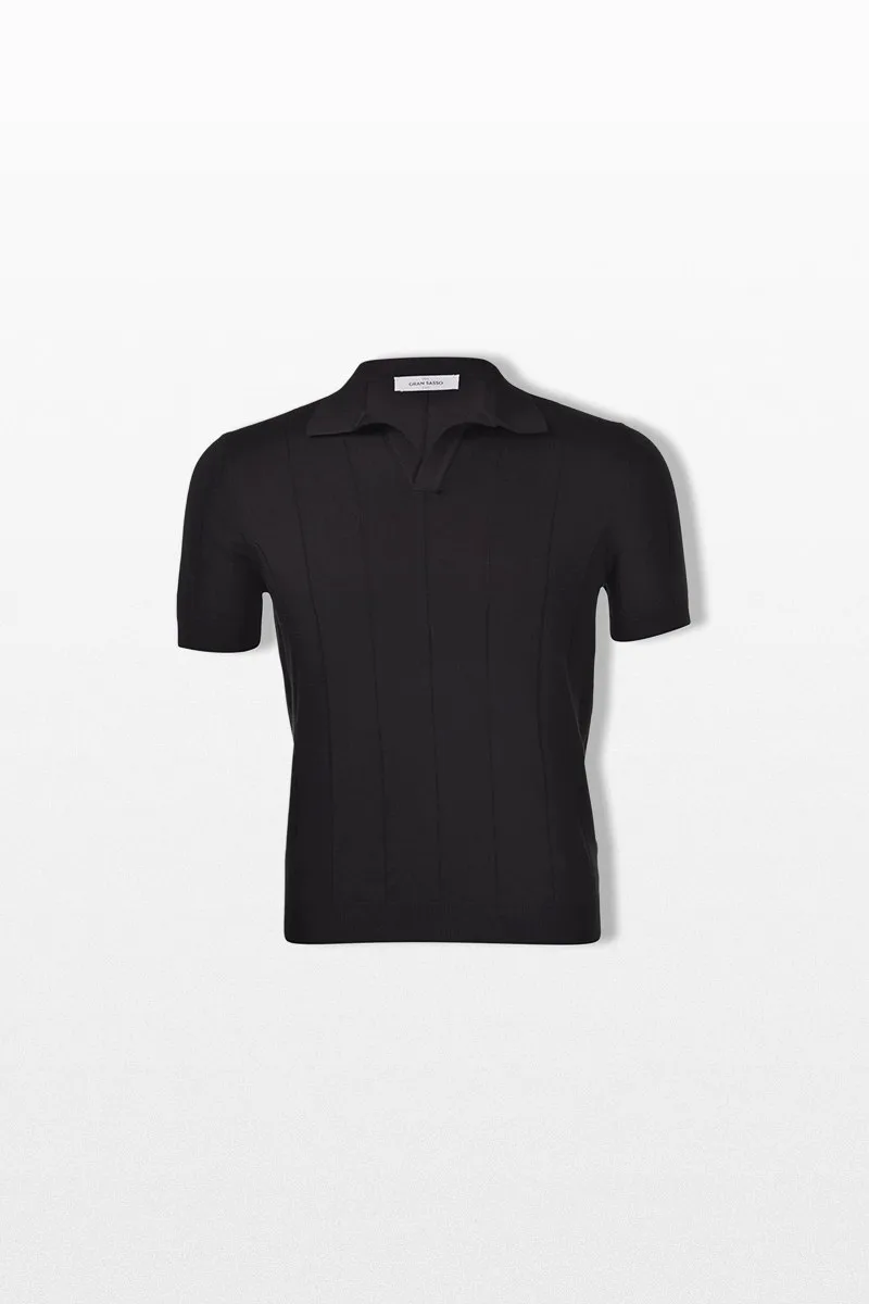 GRAN SASSO Ανδρικό Μαύρο Ribbed Skipper Polo