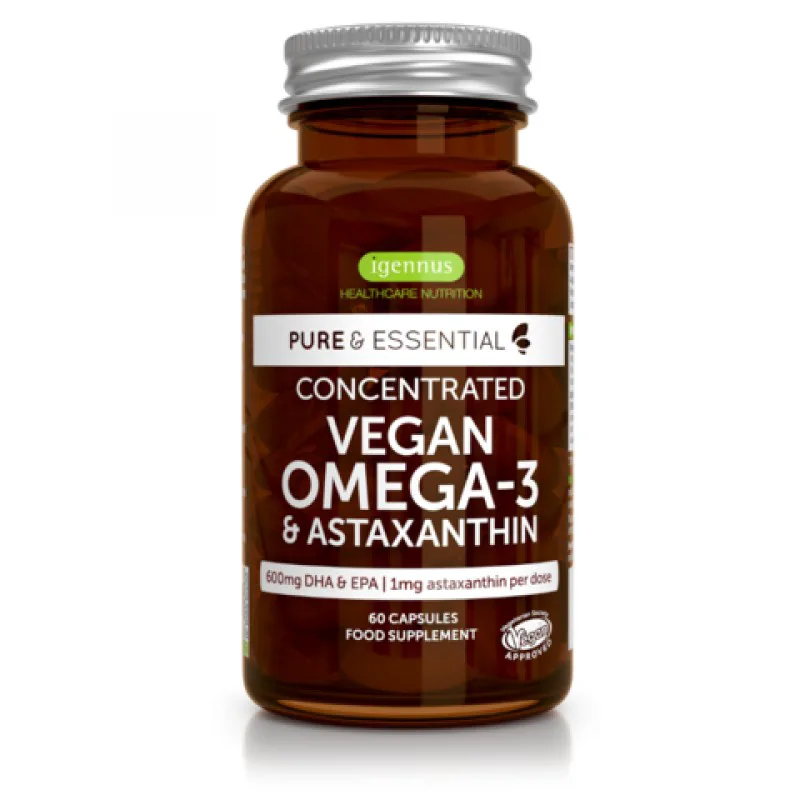 Vegan Ωμέγα -3 DHA EPA 600mg & Ασταξανθίνη Pure & Essential 60 caps