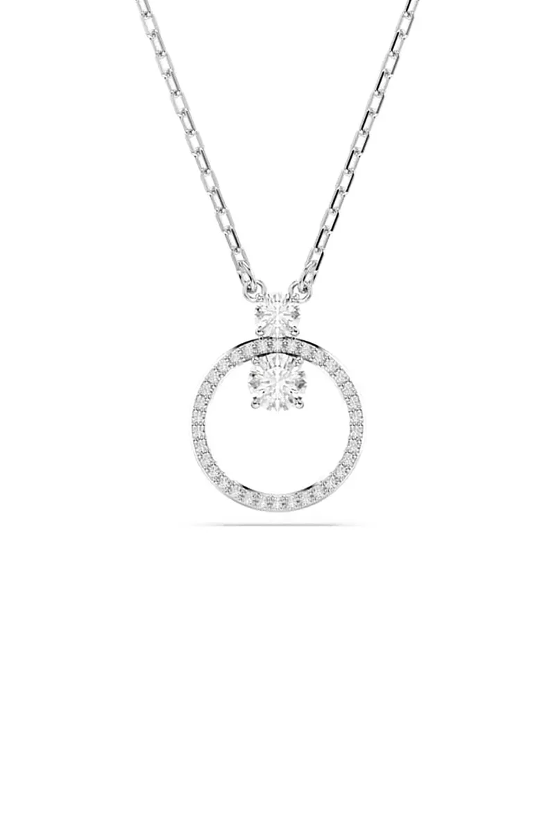 Swarovski γυναικείο μενταγίον, pavé, στρογγυλή κοπή, λευκό, επιμετάλλωση ροδίου "Constella" - 5692261