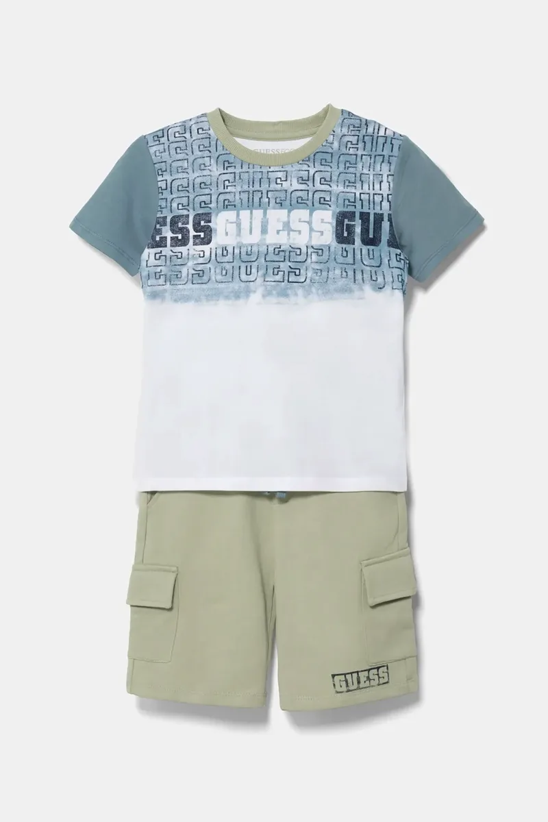 Guess παιδικό σετ T-shirt με logo print και βερμούδα cargo - N5RG07K8HM4 Λευκό
