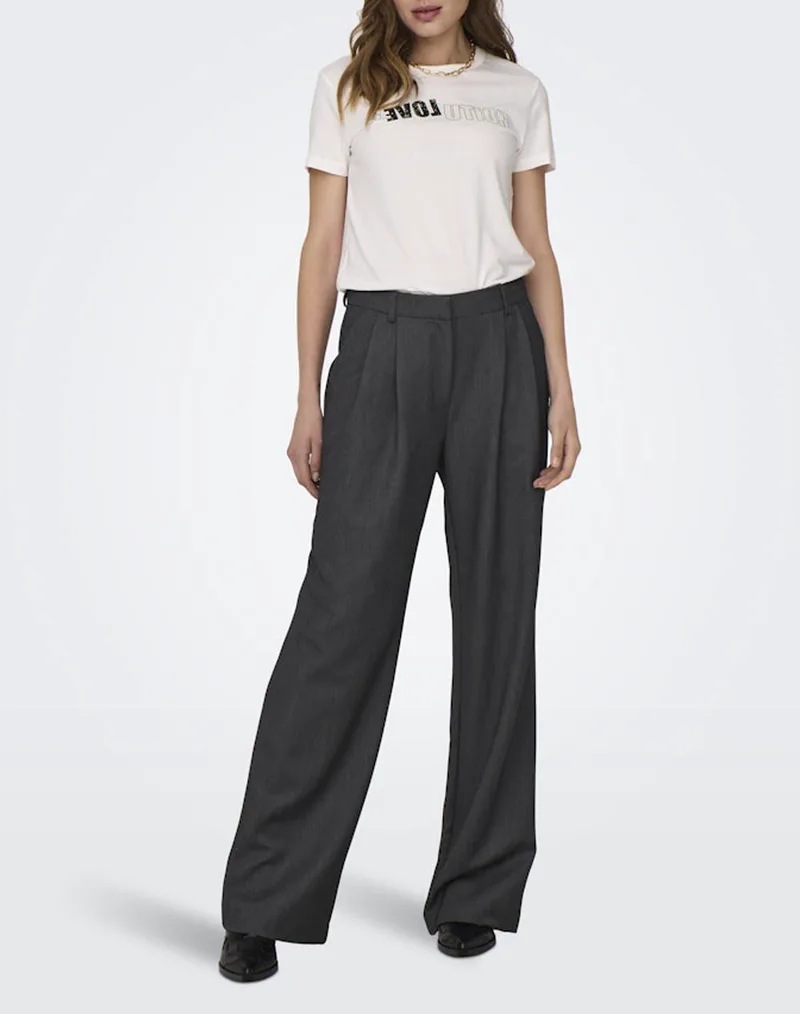 ONLY ONLHATTIE HW PLEAT STR PANT TLR NOOS 15304707-Dark Grey Melange DarkGray