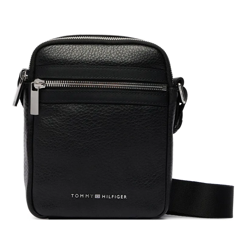 Τσαντάκι Tommy Hilfiger Th Bus Leather Mini Reporter AM0AM14393 Μαύρο
