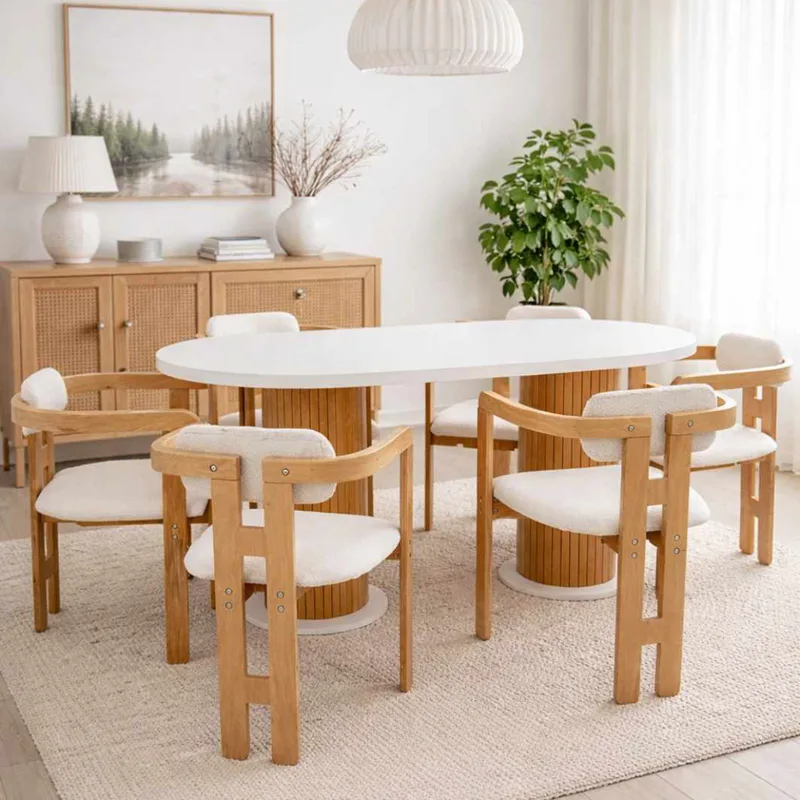 Σετ Τραπεζαρίας Με Καρέκλες 7 Τεμαχίων Bohemian Round Scandinavian 7 523Epc1113 (160x75x80)