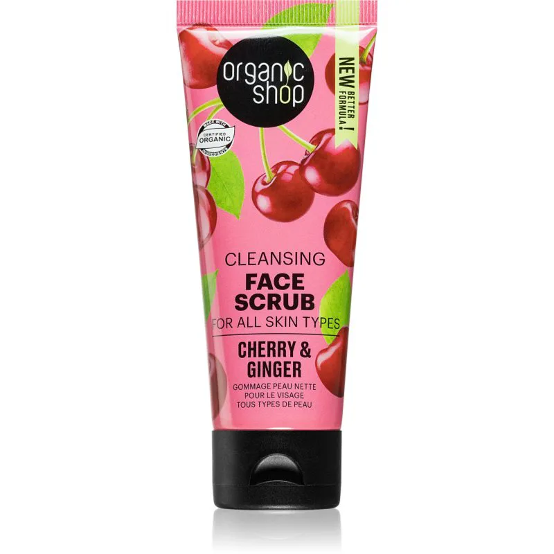 Organic Shop Ginger & Cherry καθαριστική απολέπιση προσώπου 75 ml