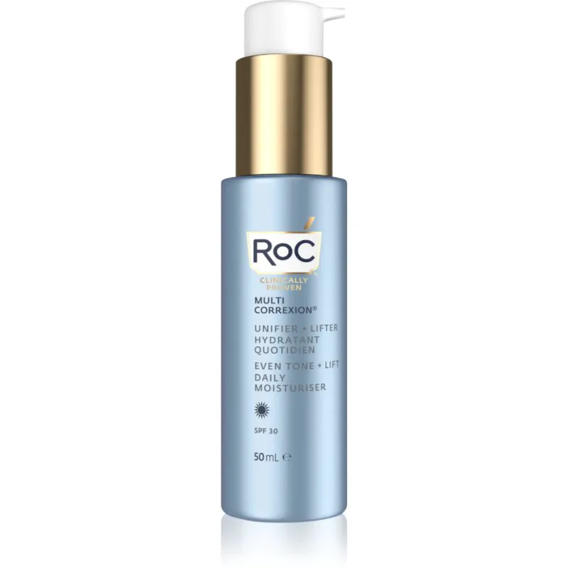 RoC Multi Correxion Even Tone + Lift συσφικτική κρέμα ημέρας για ομοιόμορφη απόχρωση επιδερμίδας SPF 30 50 ml
