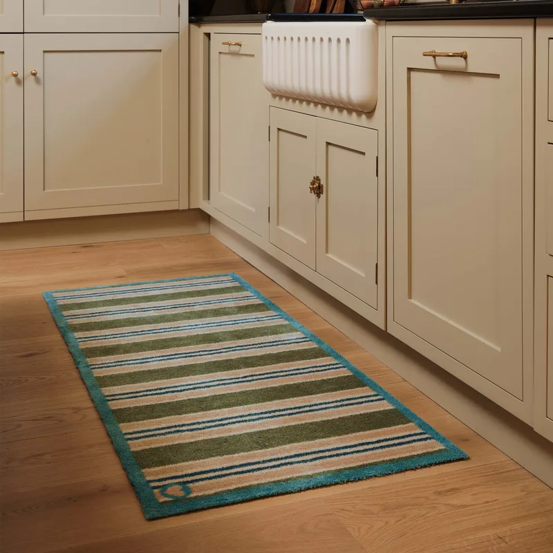Timeless Stripe Green Washable Runner