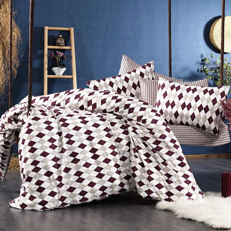 Παπλωματοθήκη Φανελένια Μονή 160X240 Dimcol Diamond 326 Burgundy (160x240)