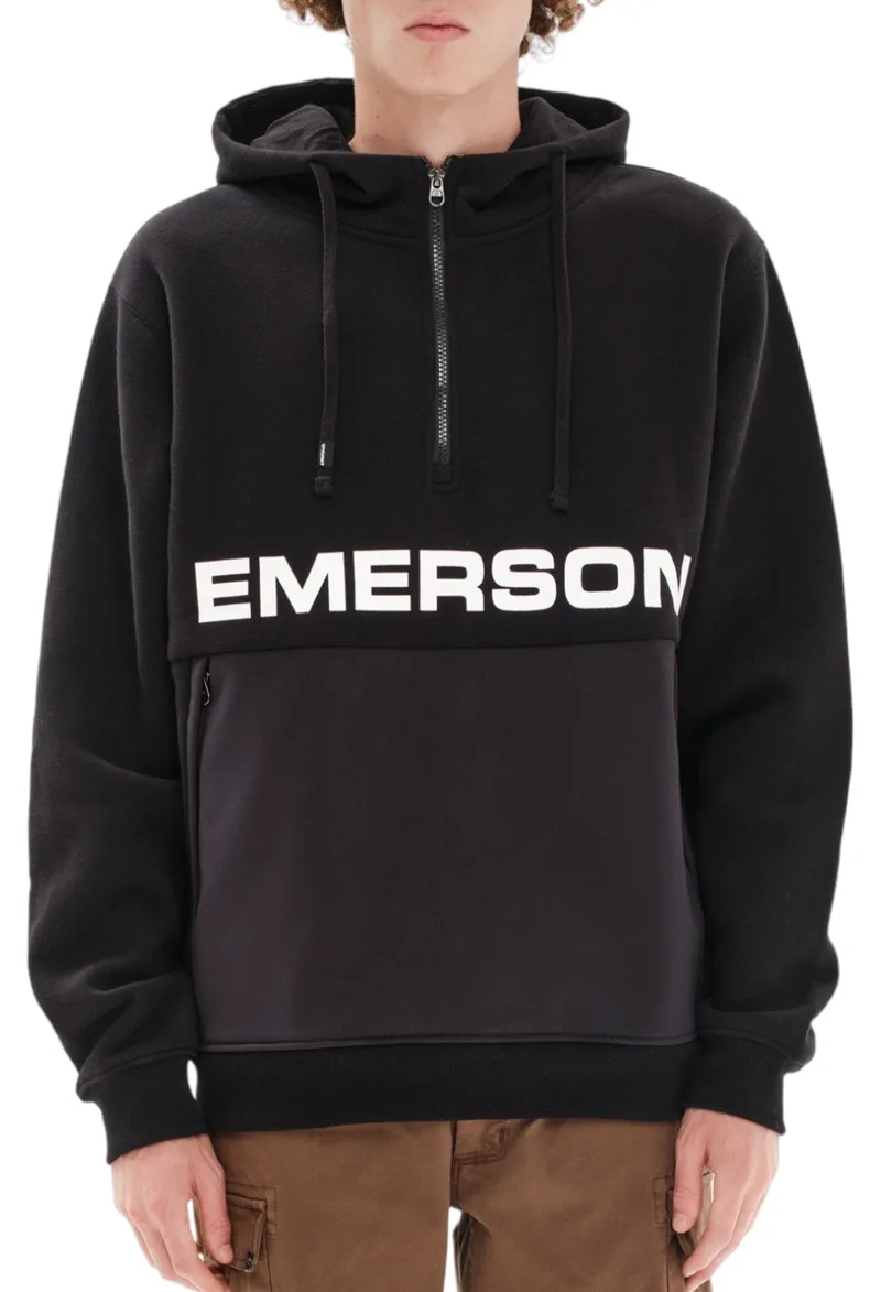 Μπλούζα Μακρυμάνικη Emerson Half Zip Sweatshirt 232.EM20.29-BLACK Ανδρικό