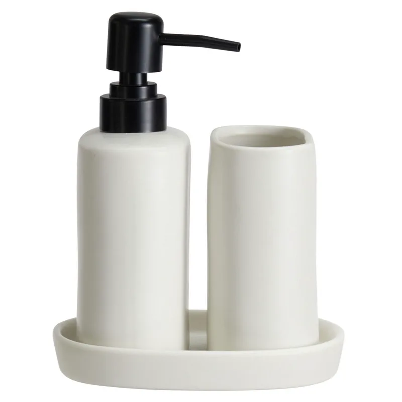 Σετ Μπάνιου 3τμχ Stoneware White MRShome 0094001 (Χρώμα: Λευκό, Υλικό: Stoneware) - MRS HOME - sl-DF-0094001