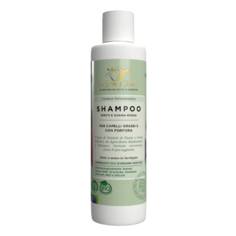 Le erbe di janas Shampoo for Oily Hair and Dandruff Myrtle & Red Plum, 150 ml