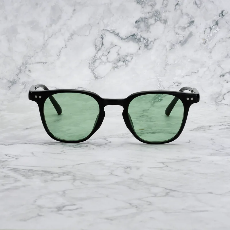 ROGER Tinted Sunglasses | Black | Light Green Shades | Explicit Poets Sunglasses