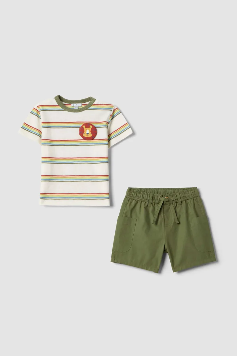 OVS βρεφικό σετ Τ-shirt και βερμούδα Regular Fit (2 τεμάχια) - 002576178 Λευκό