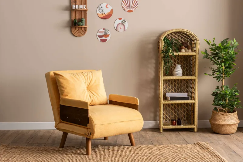 Πολυθρόνα Κρεβάτι Cosmo Single - Mustard 859Ftn2334 (70x42x65)