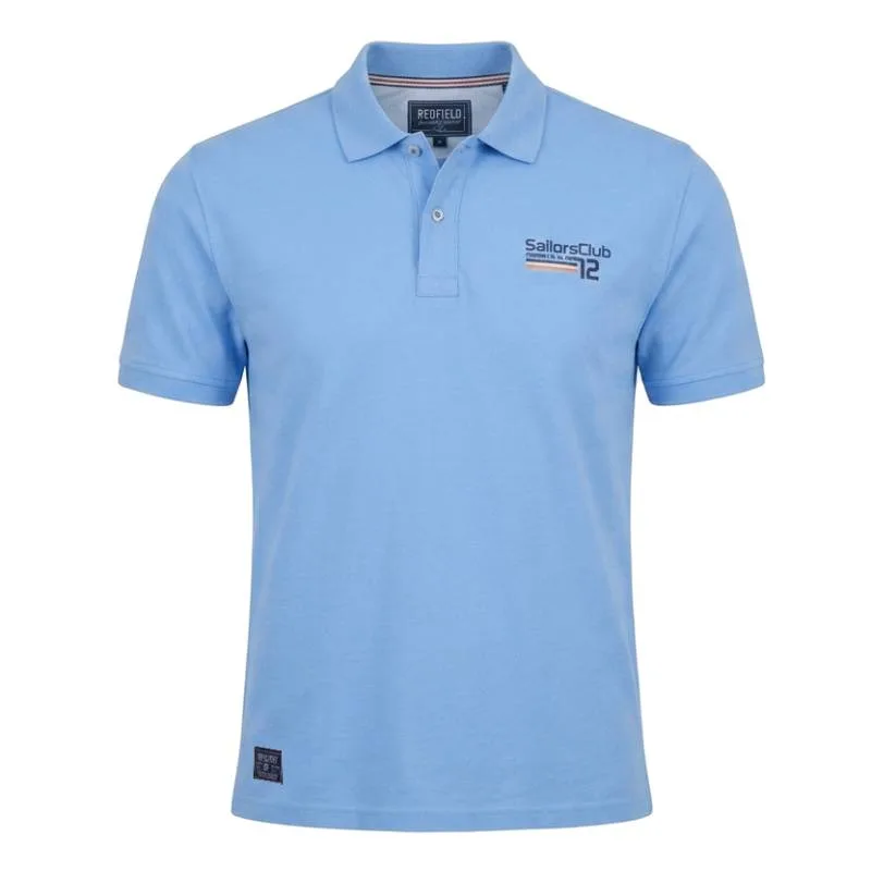 Βαμβακερό King Size Jersey Polo "Sailors Club" της Redfield,με μεταξοτυπία - Marina Blue