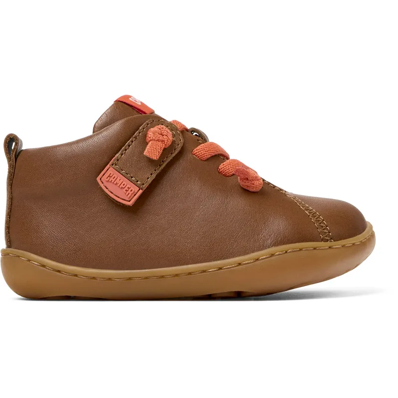 CAMPER Peu - Άγκιστρο και θηλιά Για Firstwalkers - Καφέ, Μέγεθος 21, Smooth leather