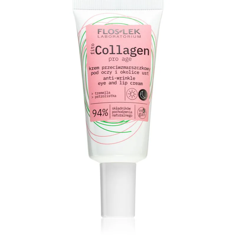 FlosLek Laboratorium Fito Collagen κρέμα ημέρας και νύχτας κατά των ρυτίδων Για περίγραμμα ματιών και χειλιών 30 ml