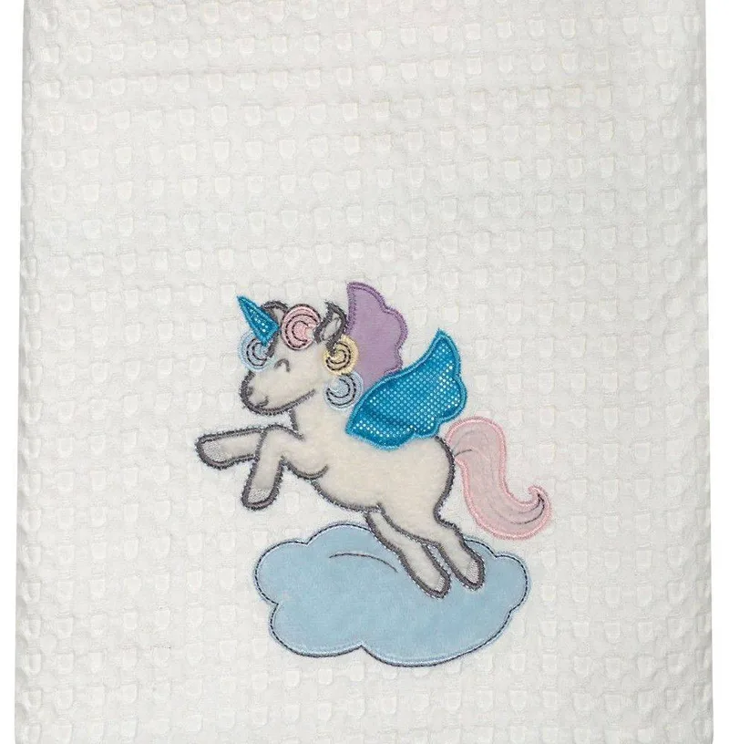 ΚΟΥΒΕΡΤΑ ΠΙΚΕ DREAM LINE EMBROIDERY DAS HOME 6463 ΚΡΕΜ/ΡΟΖ UNICORN 110X150CM