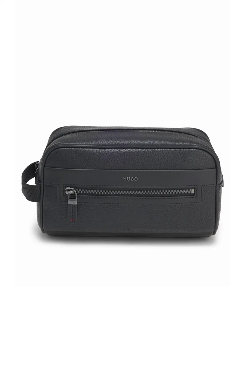 HUGO ΤΣΑΝΤΑΚΙ ΧΕΙΡΟΣ HUKE_WASHBAG LOGO ΜΕΤΑΛΛΙΚΟ ΜΑΥΡΟ