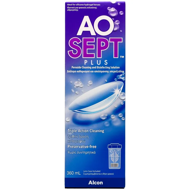 Alcon Ao Sept Plus Διάλυμα Καθαρισμού & Απολύμανσης Φακών Επαφής & Θήκη 360ml