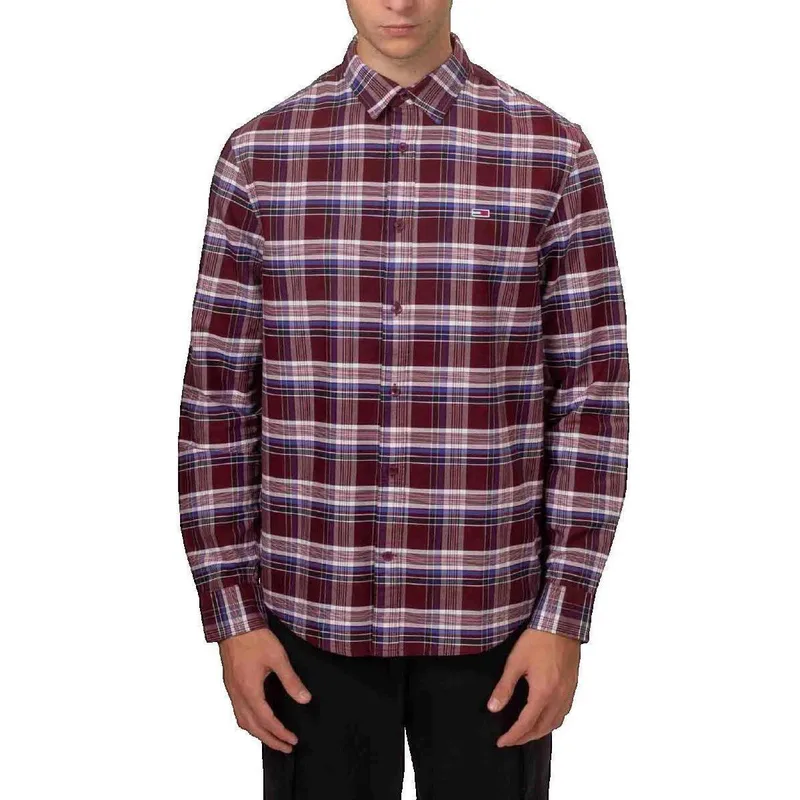 Πουκάμισο με μακριά μανίκια Tommy Hilfiger Chemise manches longues Tommy Jeans Oxford tartan bordeaux
