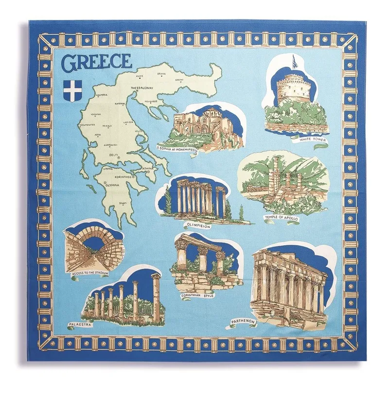 Τραπεζομάντηλο Dimcol Ελλάδα 130X130 Blue 100% Cotton