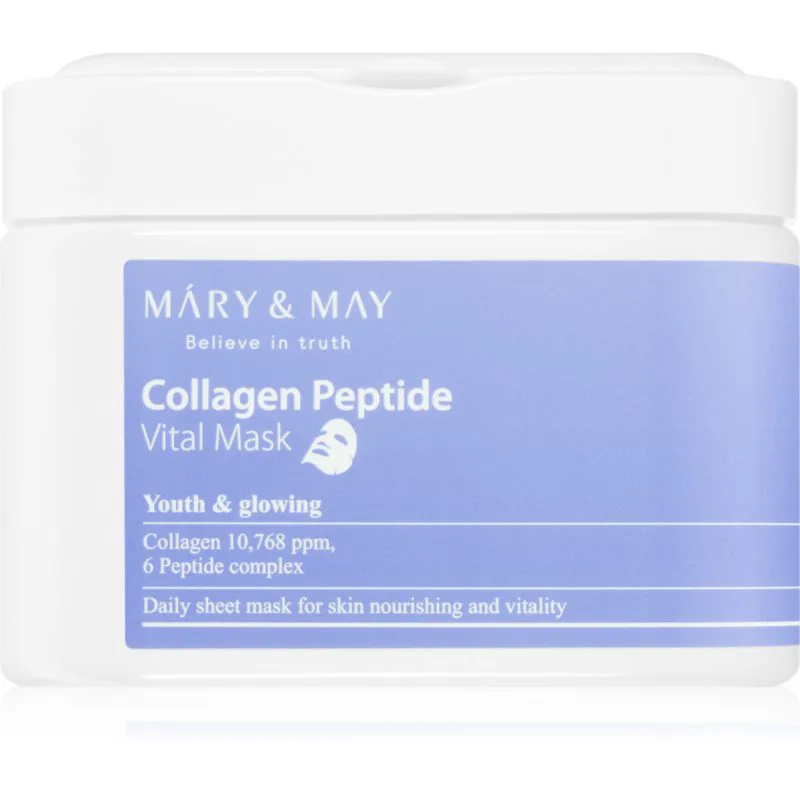 Mary&May Collagen Peptide Vital Mask Σετ υφασμάτινων μασκών με αντιρυτιδικά αποτέλεσματα 30 τμχ