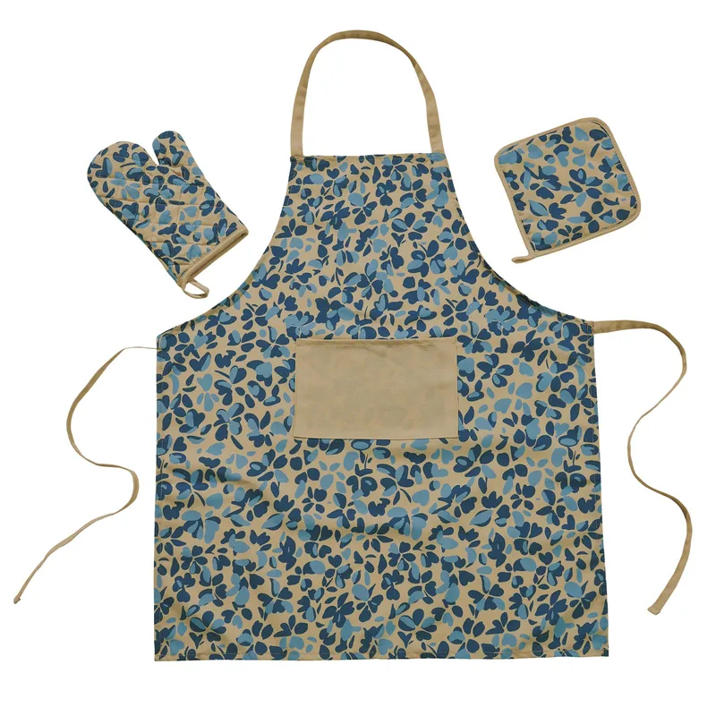 Σετ Κουζίνας 3τμχ Polycotton Kitchen 0723 Μπεζ-Μπλε Das Home (Χρώμα: Μπλε, Ύφασμα: 70% Πολυεστέρας-30% Βαμβάκι) - Das Home - 537000100723