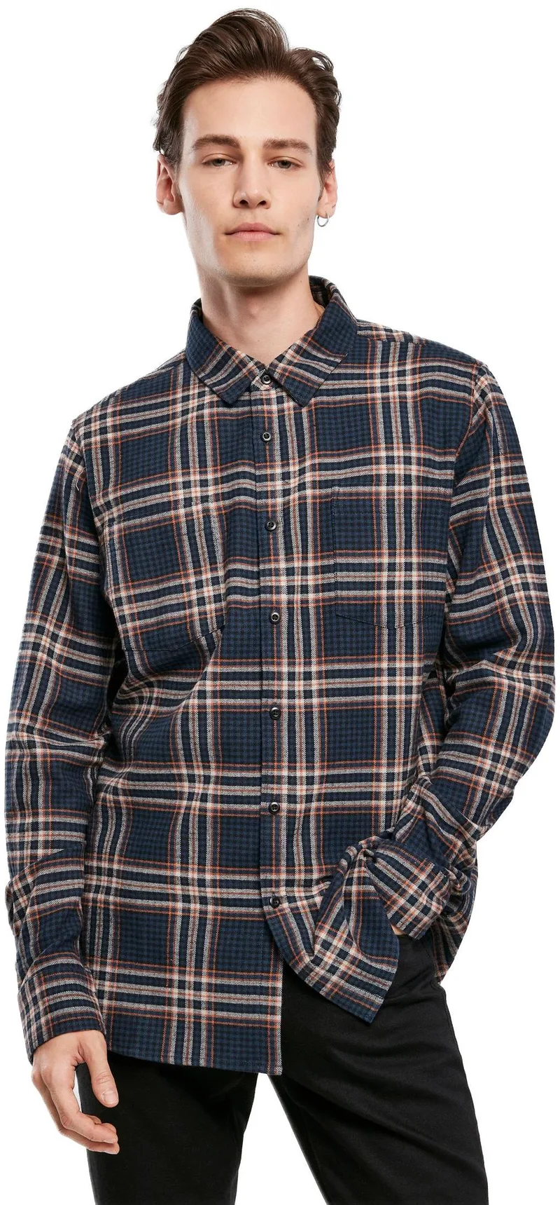 Checked Campus Shirt Urban Classics TB3807-02747 darkblue/rustred