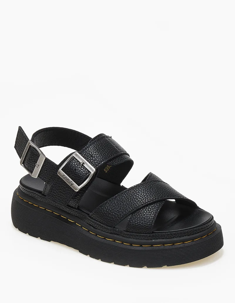 Σανδάλια flatform χιαστί με chunky σόλα - Μαύρο
