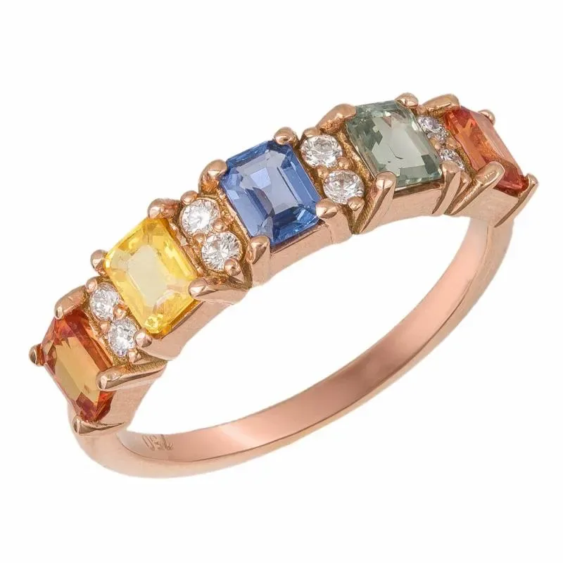 Ροζ gold σειρέ δαχτυλίδι Κ18 Sapphires and Diamonds 047373 047373 Χρυσός 18 Καράτια