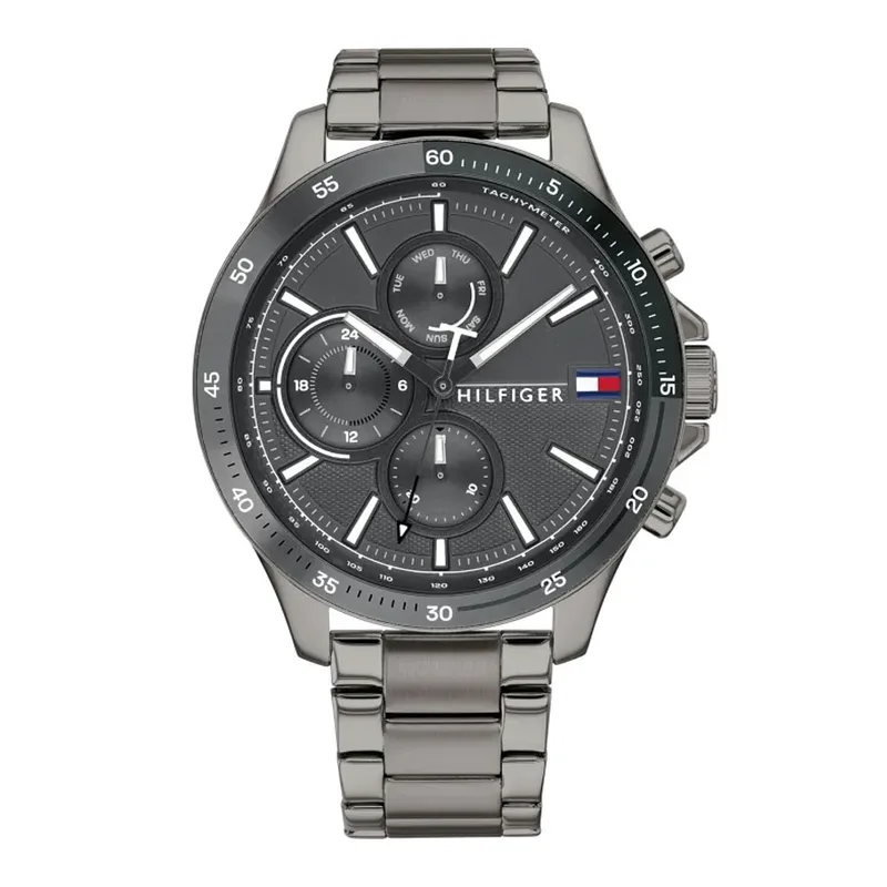 TOMMY HILFIGER Chronograph Dark Grey Stainless Steel Bracelet 1791719
