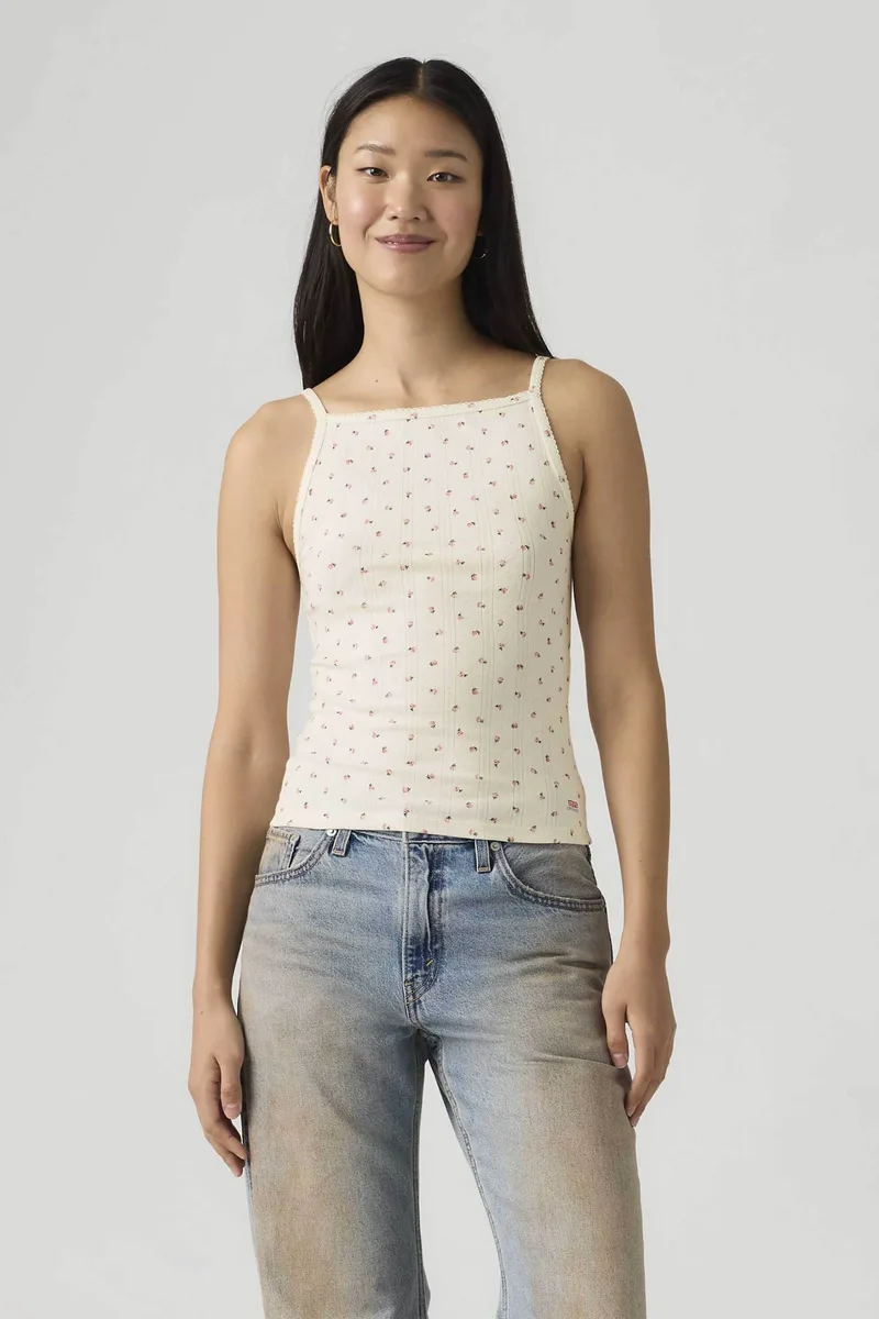 Levi's® γυναικείο αμάνικο τοπ με all-over print Slim Fit "Dry Goods" - 005IL0003 Εκρού