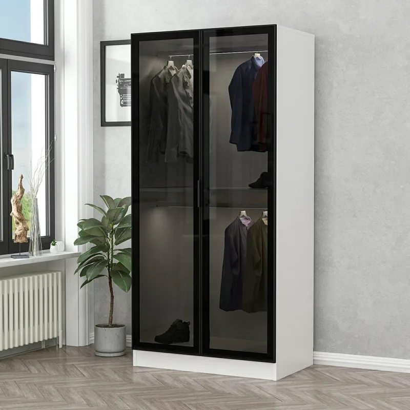 Ντουλάπα Ρούχων Kale Glass Black - 210 506Mnr2167 (90x210x52 cm)