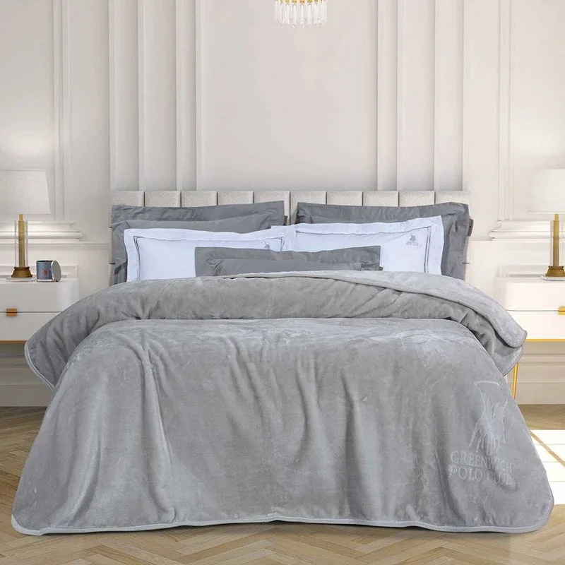 ΚΟΥΒΕΡΤΑ ΥΠΕΡΔΙΠΛΗ GPC POLO VELOUR 3442 ΑΣΗΜΙ ΛΕΥΚΟ 220X240CM