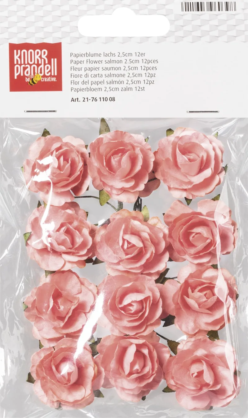 Σετ αυτοκόλλητα λουλούδια 2,5 cm Knorr Prandell - Rose Salmon Ροζ (12 τμχ)