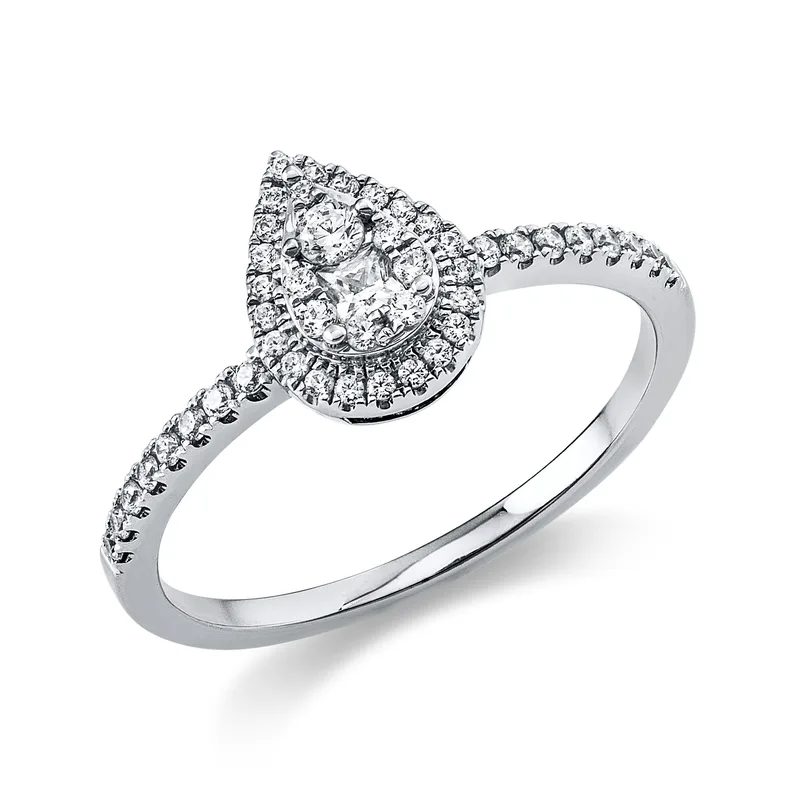 Diamond Group Μονόπετρο Δαχτυλίδι με Διαμάντια Brilliant από Λευκό Χρυσό 18 Καρατίων DDX545
